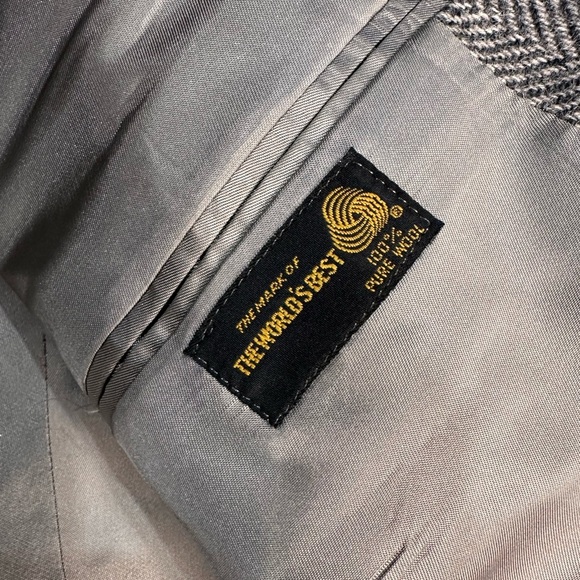 44L Adams Row USA Mens Vintage 2 Button Pure Wool Tweed Blazer Sport Coat Jacket - Picture 5 of 14